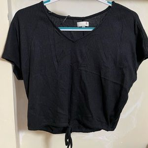 Womens black tie bottom shirt